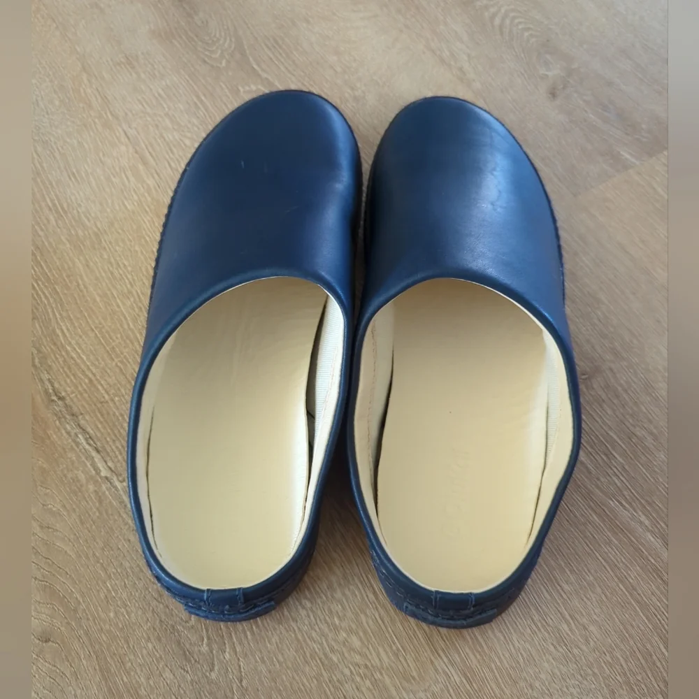 Olukai Hamani Men Size 10 Blue Leather Slip-on Mules Comfort Casual Versatile